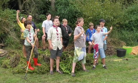 RECAP thanks the Ashhurst Cubs & Scouts for conservation work at McCrae's Bush -- and for contributing cleared stream weed to our annual compost heap!